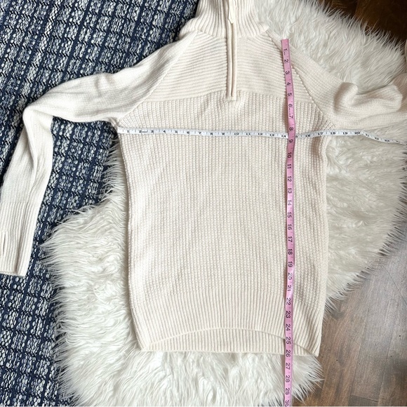 Neomondo Narvik rib wool sweater jumper quarter zip unisex cream - Picture 7 of 8